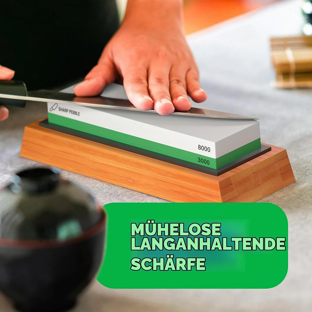 SharpPebble Messerschärfer Schleifstein 2 Seiten Korn 3000/8000 Wasserschleifstein | Wetzstein für M