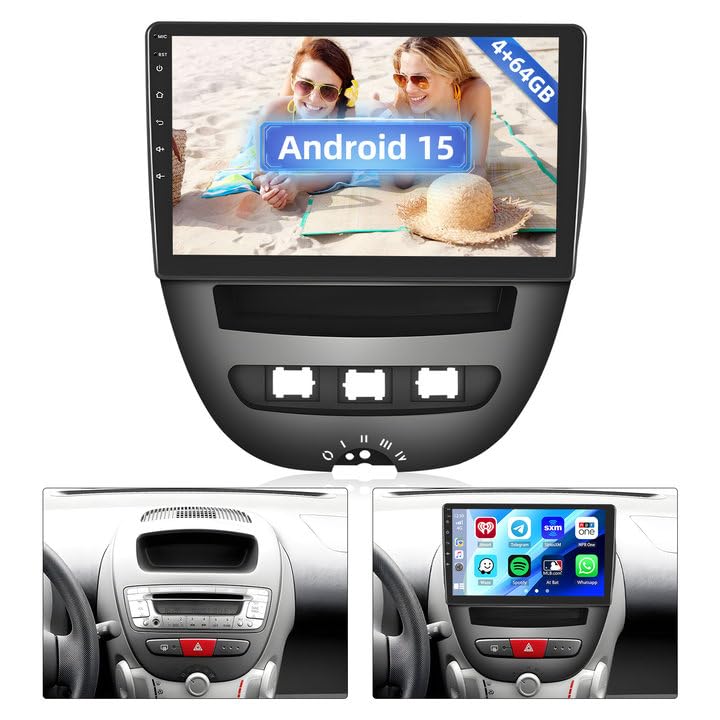 Hikity 8 Core 4GB+64GB Android 15 Autoradio für 2005-2014 Toyota Aygo Peugeot 107 Citroen C1 Radio W