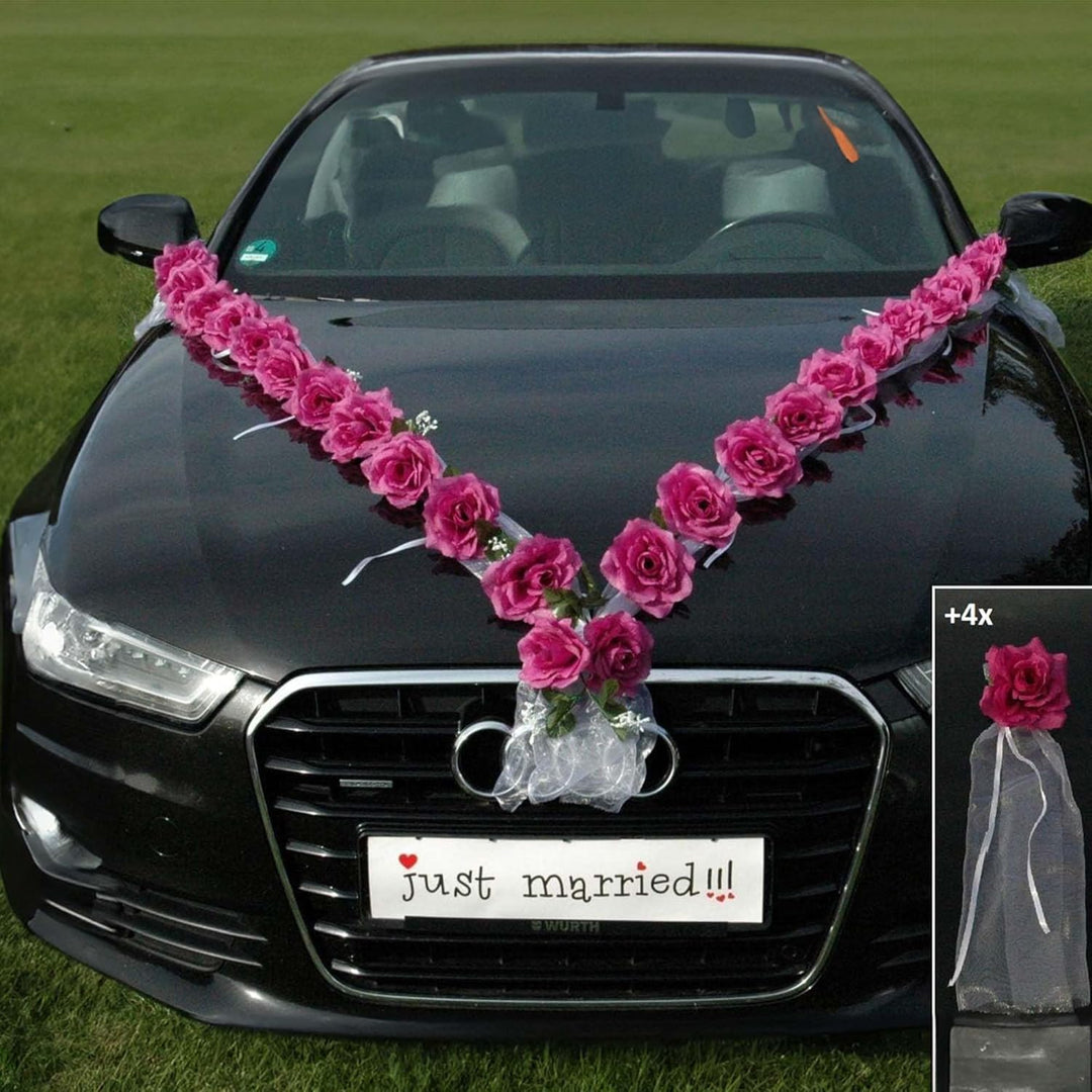 Rosen Girlande Braut Paar Rose Deko Dekoration Autoschmuck Hochzeit Car Auto Wedding ®Auto-schmuck D