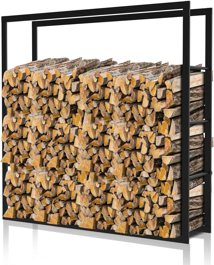 Ikodm kaminholzregal Innen und Aussen, Metall Brennholzregal aussen 100 x 25 x 100CM, Holzstapelhilf