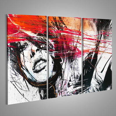 Bild Bilder auf Leinwand Street Art Frau wie Banksy Splatter Wandbild, Poster, Leinwandbild JZQ 130x