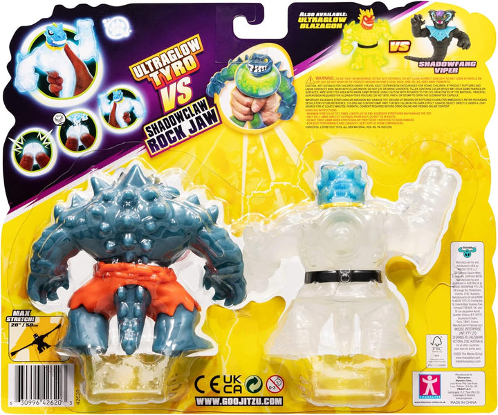 Heroes of Goo Jit Zu Glow Shifters Versus-Packung mit 2 super Stretchy Figuren: Tyro vs Rock Jaw; mi
