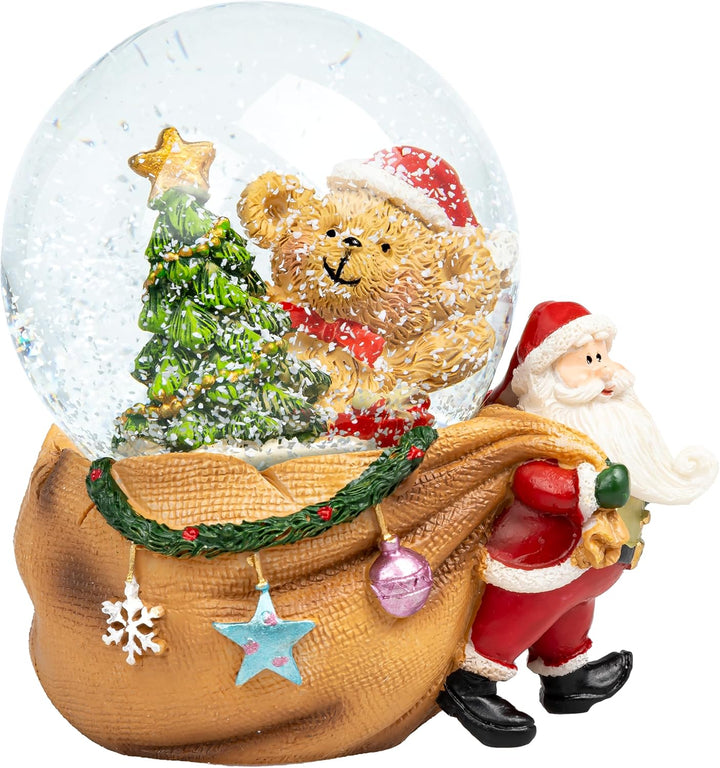 SIKORA SK27 Mittelgrosse Glas Deko Schneekugel Bär im Sack Weihnachtsdeko D:65, Bär im Sack