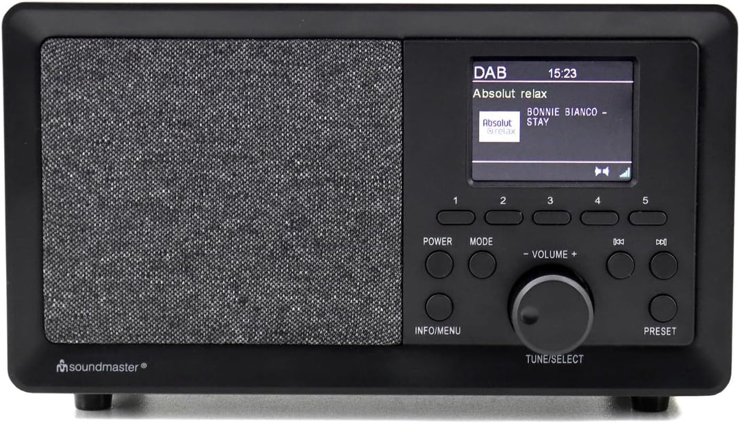 soundmaster DAB350SW Tischradio DAB+, UKW USB Inkl. Lautsprecherbox, Weckfunktion Schwarz