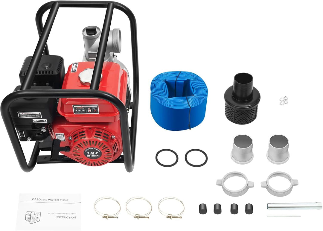 Benzinmotor Wasserpumpe 7.5HP (212cc) 35m³/h Hochleistung – 4-Takt Motor mit 98.43ft Förderhöhe & 3"