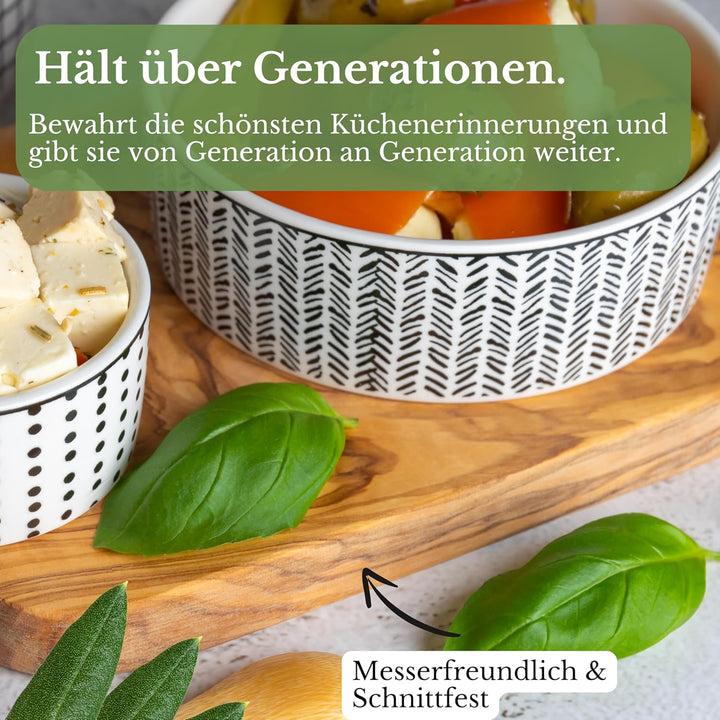 Figura Santa - Olivenholzbrett ORGANIC - rustikales Servierbrett Holzbrett Schneidebrett Frühstücksb