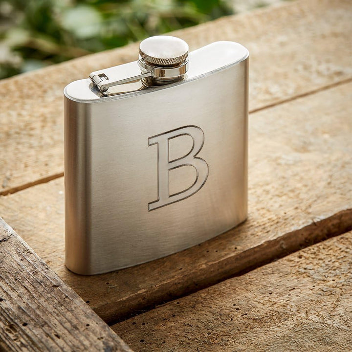 AMAVEL Flachmann aus Edelstahl mit Gravur Personalisiert mit Initial, Geburtstagsgeschenke, Füllmeng