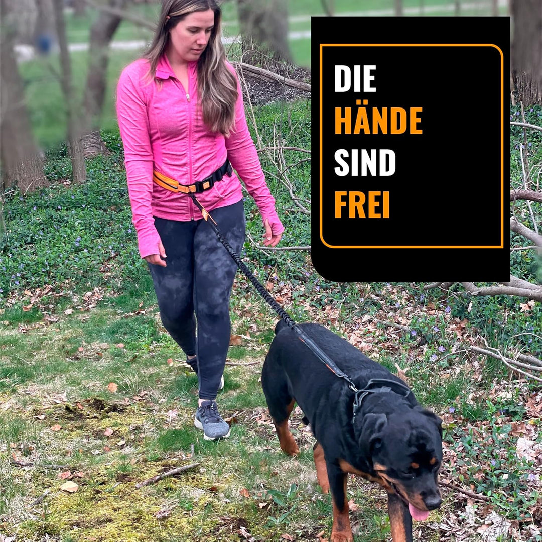 Joggingleine Hunde mit Bauchgurt für Hundeleine für Grosse Hunde/Mittelgrosse Hunde bis 60 kg - Lauf