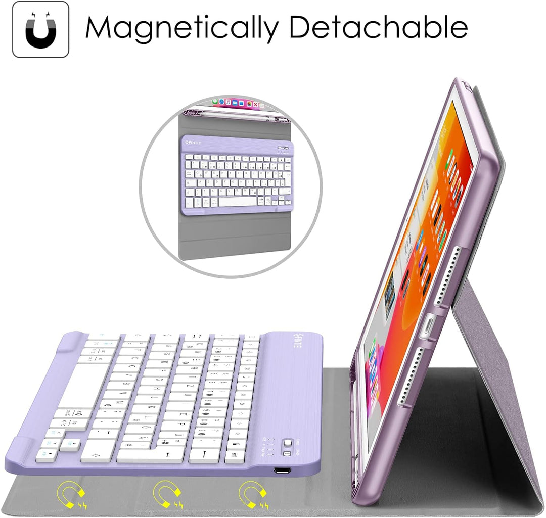 Fintie Tastatur Hülle für iPad 10.2 Zoll (9/8/ 7 Generation - 2021/2020/2019), Soft TPU Rückseite Ge