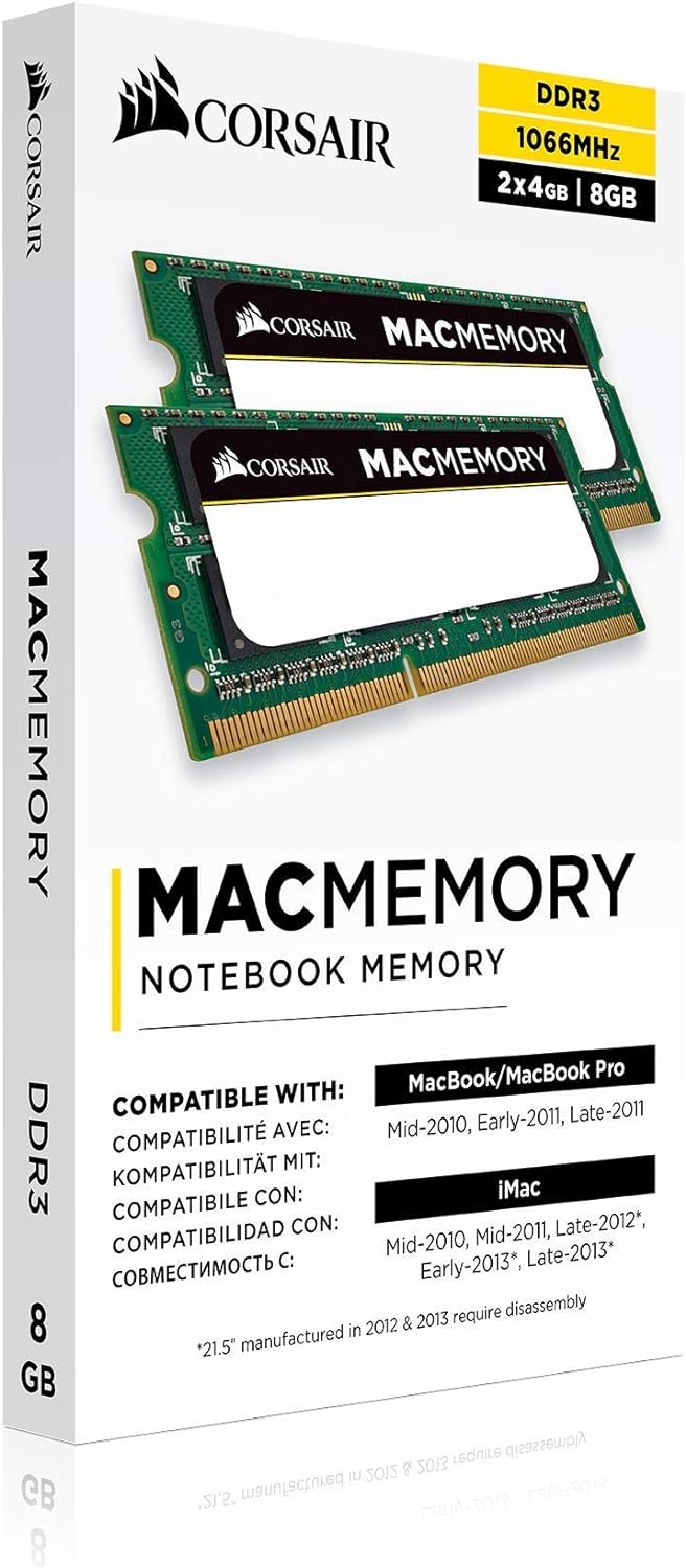 Corsair Mac Memory SODIMM 8GB (2x4GB) DDR3 1066MHz CL7 Speicher für Mac-Systeme, Apple-Qualifiziert