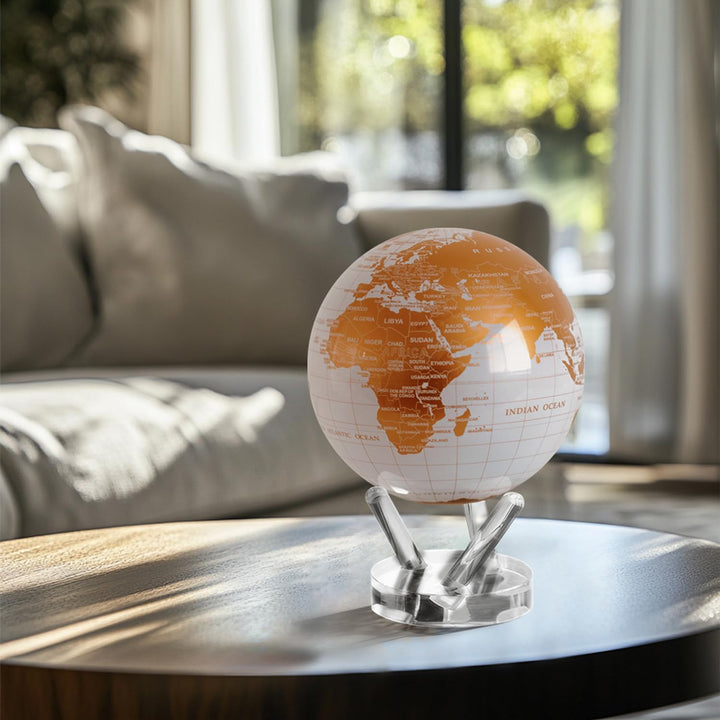 MOVA Selbstrotierender Globus, Perlweiss und Gold Signatur (6") | rotierender Solar-Globus, ohne Bat