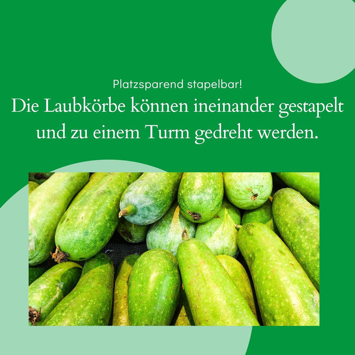 Novatool 6X Gartenkorb grün 25 L Erntekorb 40cm Drehstapelkorb Laubkorb Kunststoffkorb Mehrzweckkorb