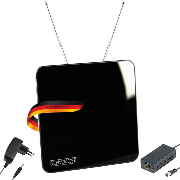 SCHWAIGER 720372 DVB-T2 Zimmerantenne aktiv mit Verstärker DAB+ DVB-T Antenne Fernsehen LTE-Sperrfil
