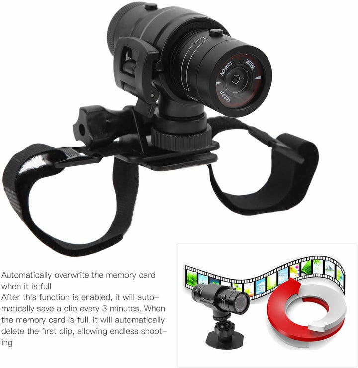 Yctze Fahrradhelm-Sportkamera, Volle 1080p HD-Mini-Action-Kamera, Tragbare wasserdichte 120°-Weitwin