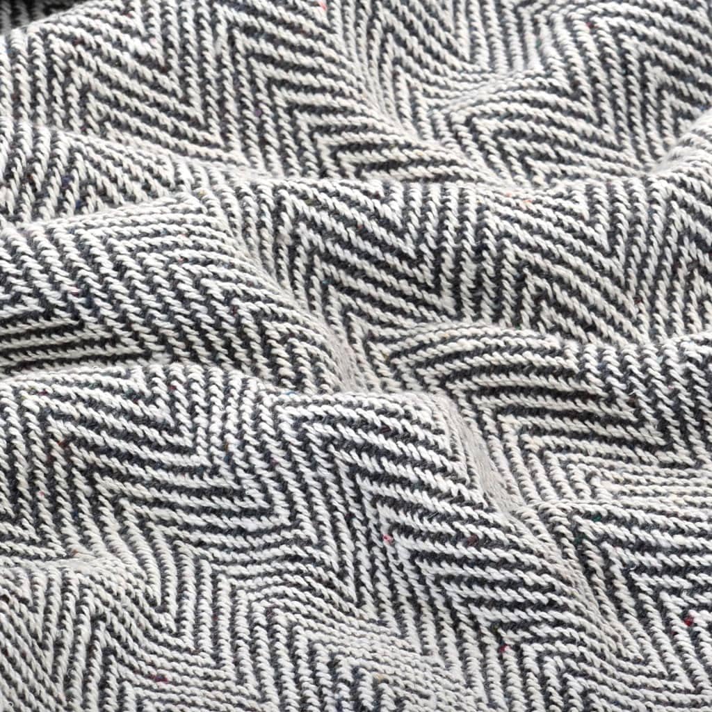 vidaXL Überwurf Baumwolle Fischgrätmuster 220x250cm Marineblau Tagesdecke 220 x 250 cm Marineblau, 2