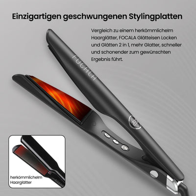 Glätteisen Locken und Glätten 2 in 1: Haarglätter Geschwungene Stylingplatten zum Glätten Locken Wel