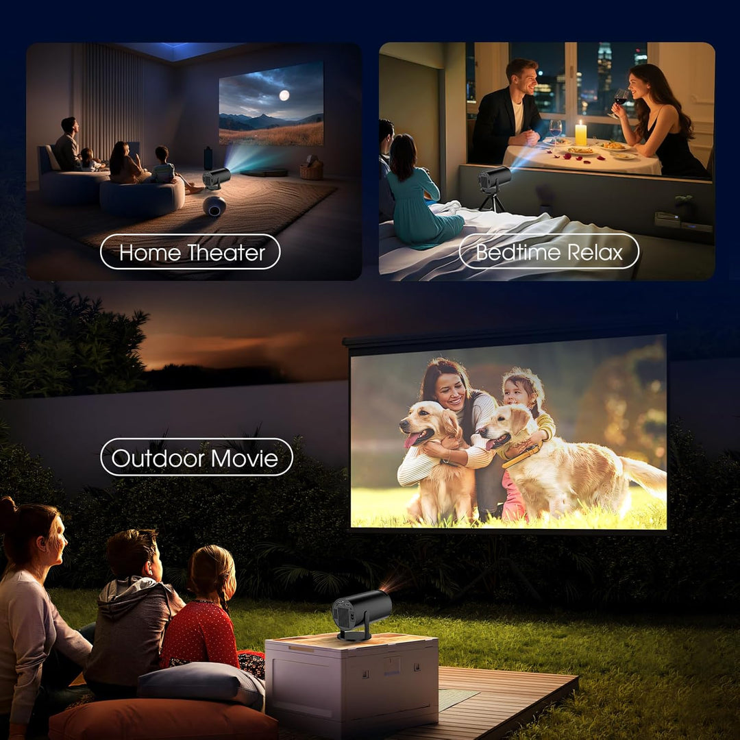 Mini Beamer 4K Full HD 1080P mit Apps Projektor, Smart Beamer mit WiFi 6 und Bluetooth 5.2 Auto Keys