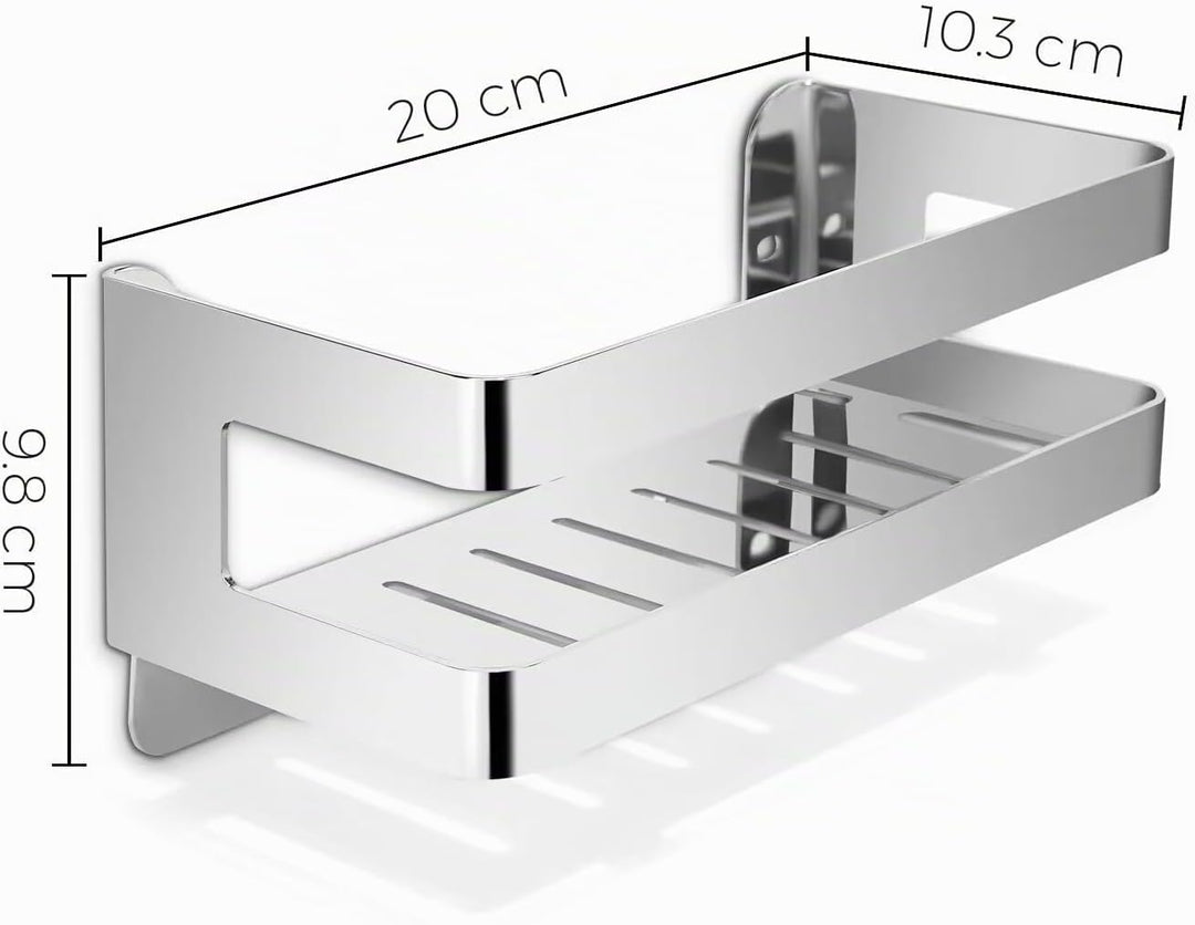 QL Duschregal,Badregale aus Edelstahl SUS304,Wand-Organizer für Bad und Küche,Duschkorb 20 cm,Chrom