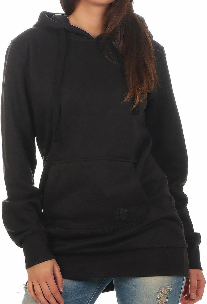 Gennadi Hoppe Damen Long Hoodie Longpulli Kapuzenpullover S Schwarz, S Schwarz