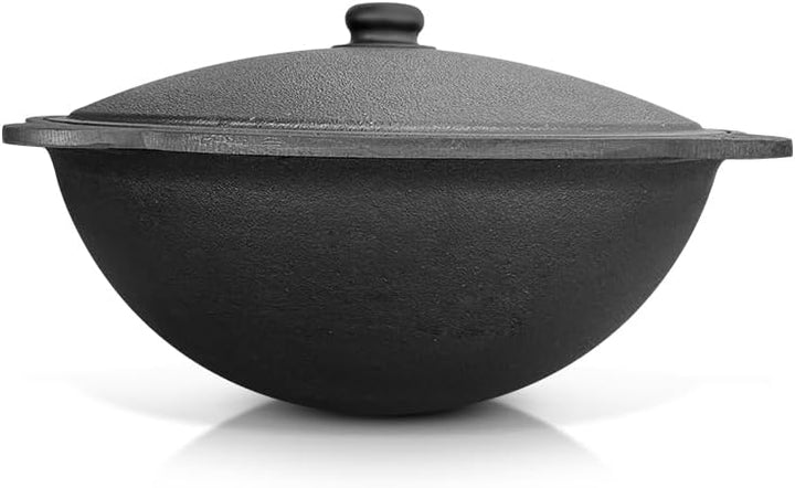 Zarenhoff Set - Kasan Usbekisch Gusseisen 12L runder Boden, Deckel, Lagan Ø 34 cm Plov плов ляган(Se