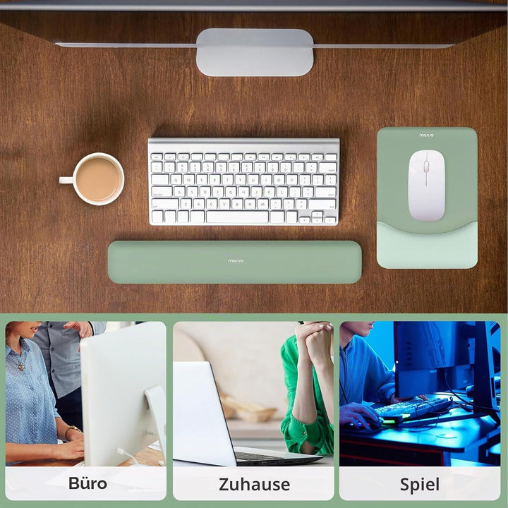 MOSISO Handgelenkstütze für Mauspad&Tastatur Set, Rechteckig Ergonomisch Mauspad Rutschfest Basis Ho