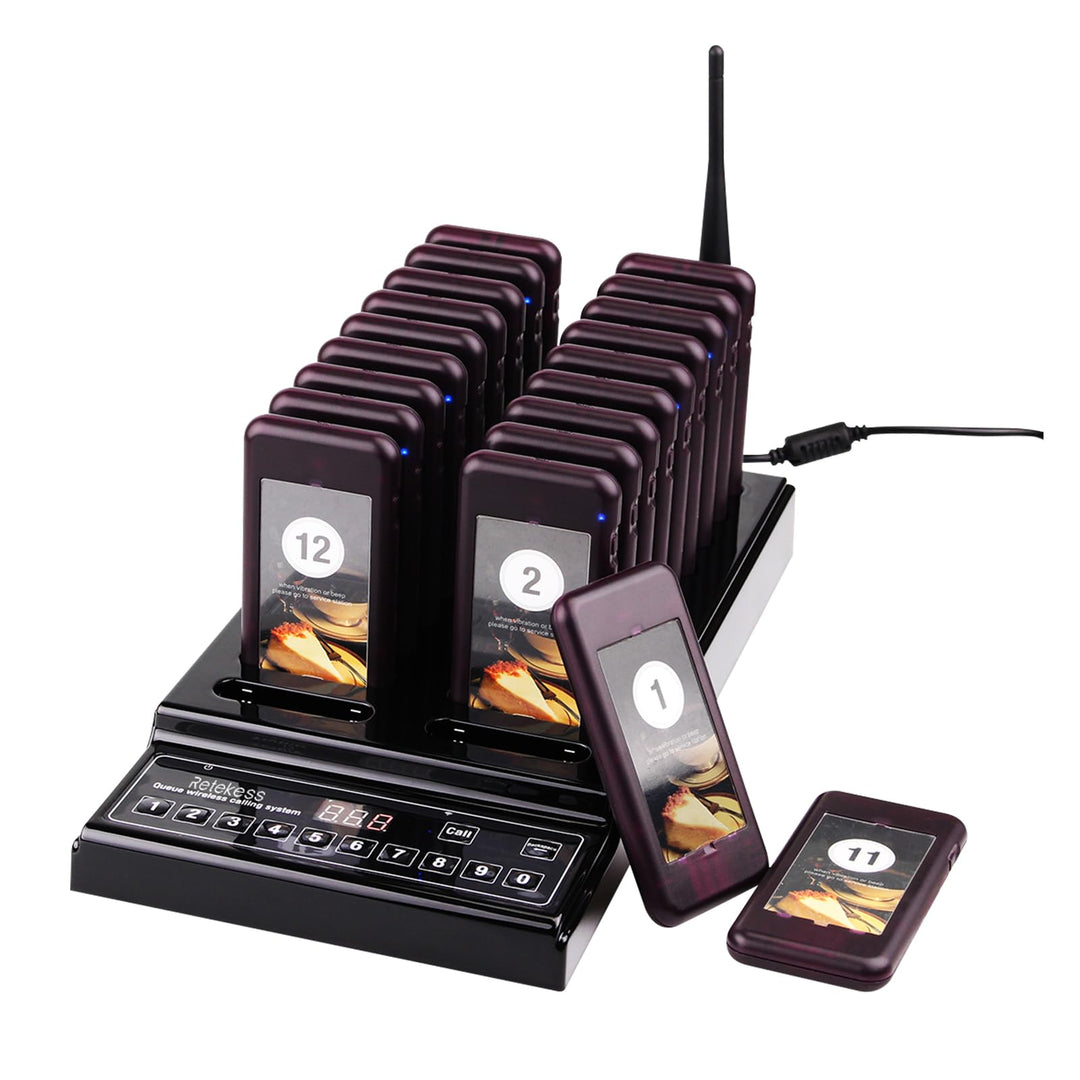 Retekess T112 Pager Rufsystem, 500M Pager Gastronomie, 20 Pager, 360 mAh Akku 36H, 999 Kanale, Auswe
