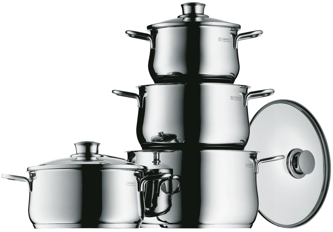 WMF Diadem Plus Topfset Induktion 4-teilig, Kochtopf Set mit Glasdeckel, Cromargan Edelstahl poliert