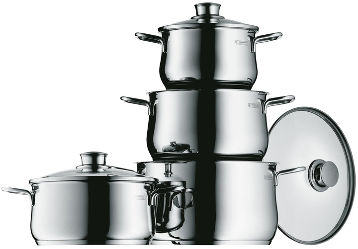 WMF Diadem Plus Topfset Induktion 4-teilig, Kochtopf Set mit Glasdeckel, Cromargan Edelstahl poliert