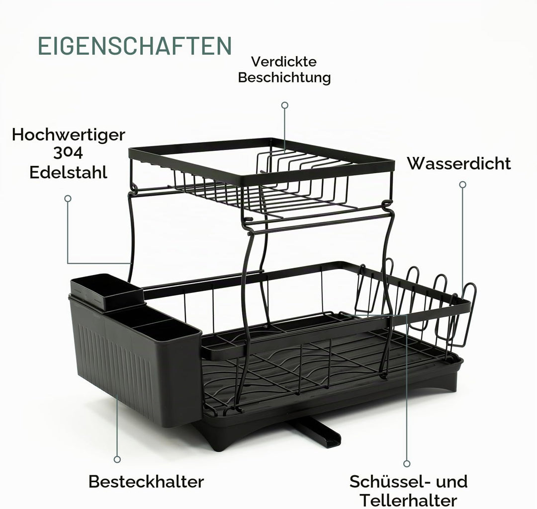 edihome, Abtropfgestell Geschirr, Geschirrständer für die Küchentheke, langlebiger Küchen-Trockenstä