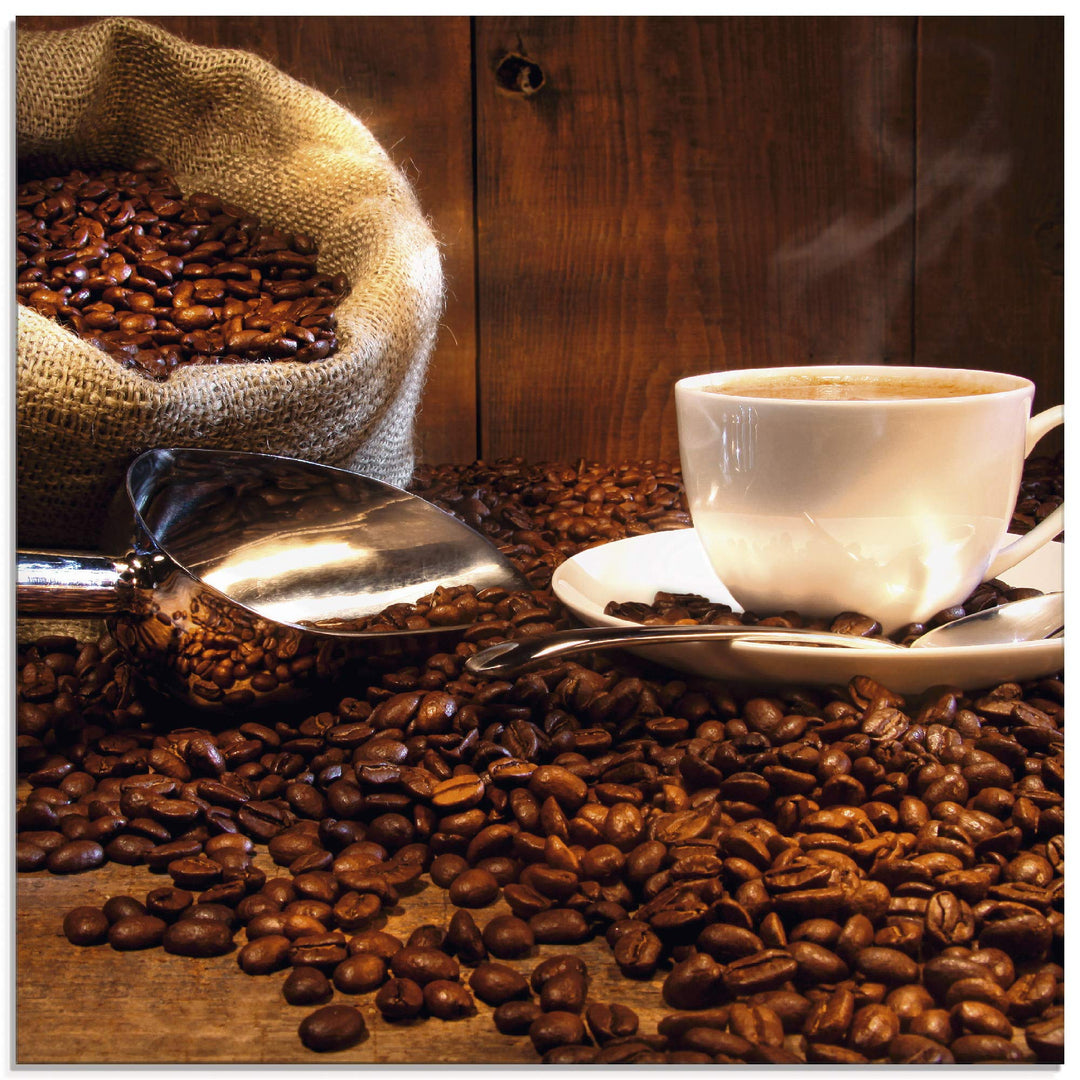 ARTland Glasbilder Wandbild Glas Bild einteilig 50x50 cm Quadratisch Kaffee Cafe Coffee Cappucino Ka