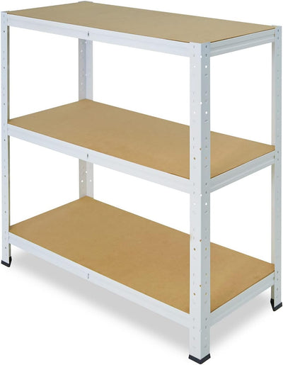 shelfplaza® 100x40x30cm Home Schwerlastregal weiss/Metallregal mit 3 Böden/Kellerregal Metall, Garag