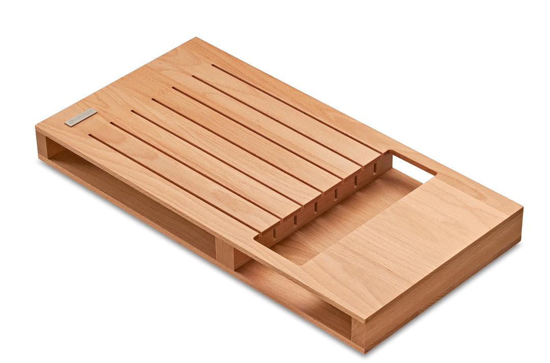 WÜSTHOF Schubladeneinsatz Buchenholz für 7 Messer, 43,0 x 22,3 x 4,4 cm, Buchenholz