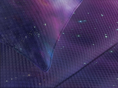 ABAKUHAUS Weltraum Tagesdecke Set, Galaxy Nebula Stern, Set mit Kissenbezügen Waschbar, für Doppelbe
