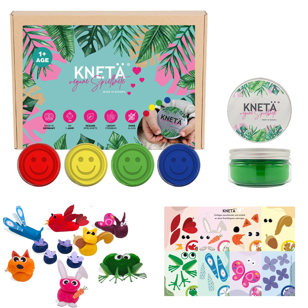 4er Dosen Knete Set inklusive Bastelkarte Rot I Für Kinder ab 1 Jahr I 4er Set Rot, 4er Set Rot