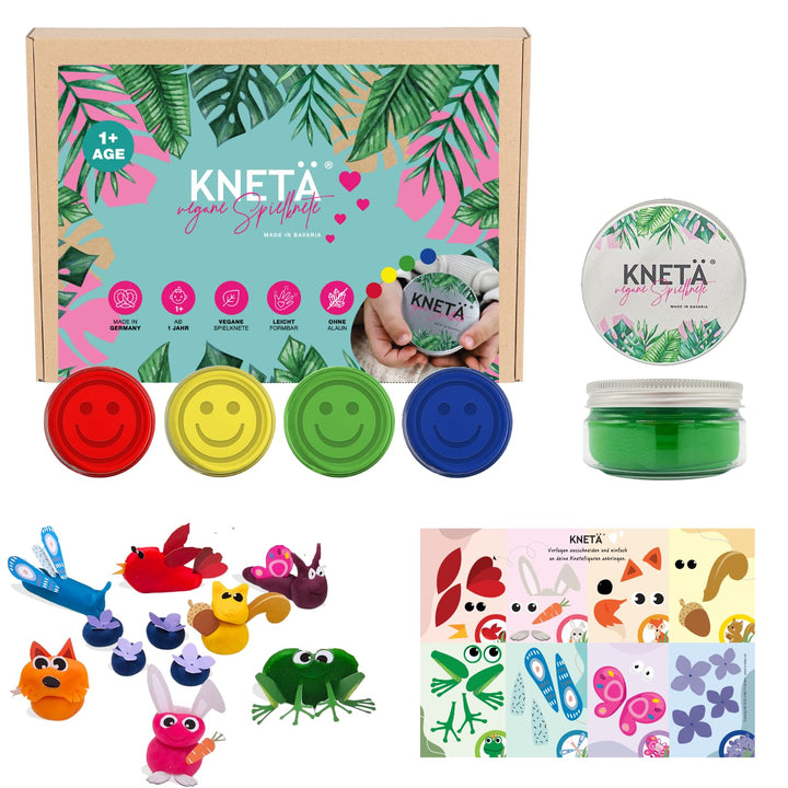 4er Dosen Knete Set inklusive Bastelkarte Rot I Für Kinder ab 1 Jahr I 4er Set Rot, 4er Set Rot