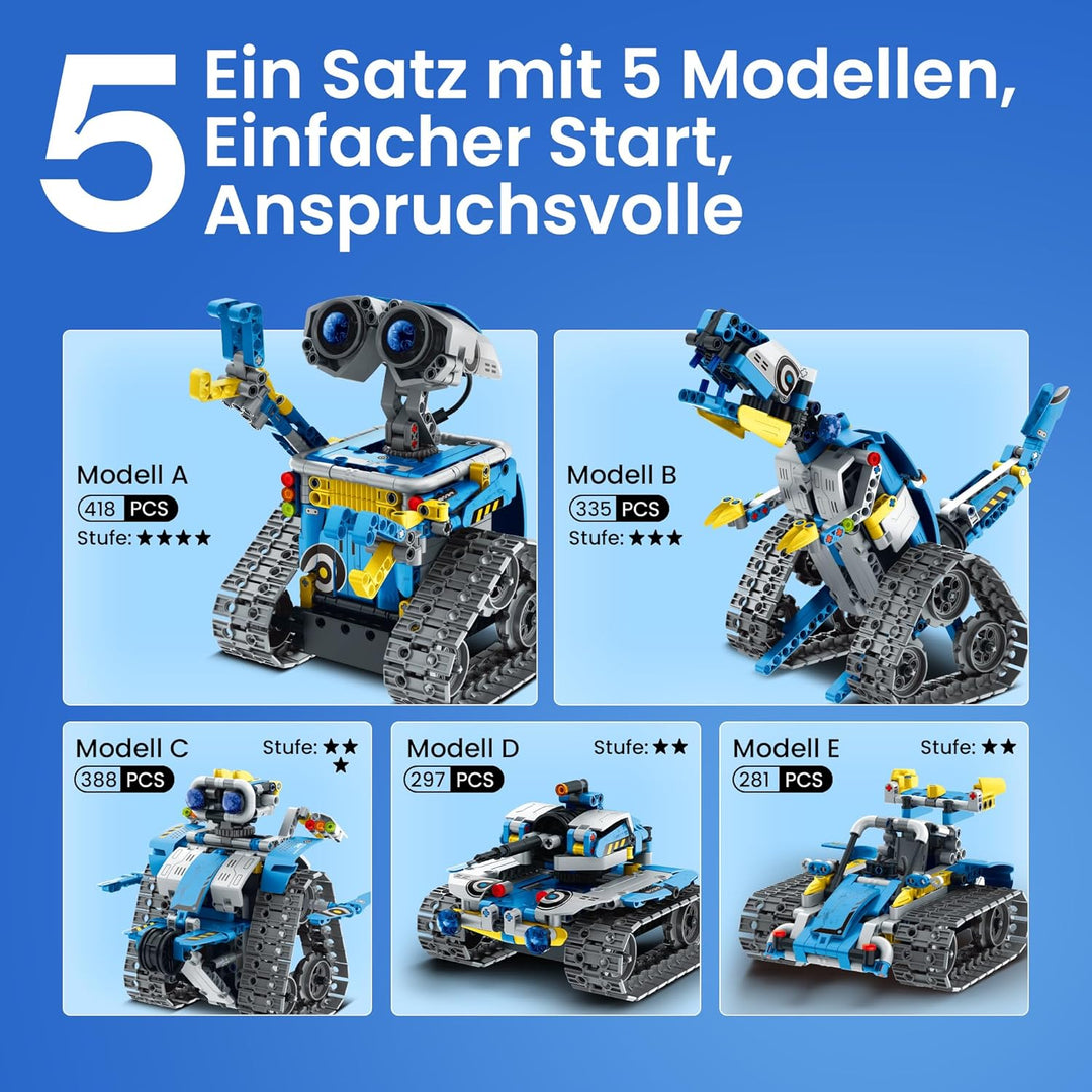 Sillbird Technik Roboter Kinder Bauspielzeug, Programmierbarer Roboter Bausatz, Ferngesteuerte Robot