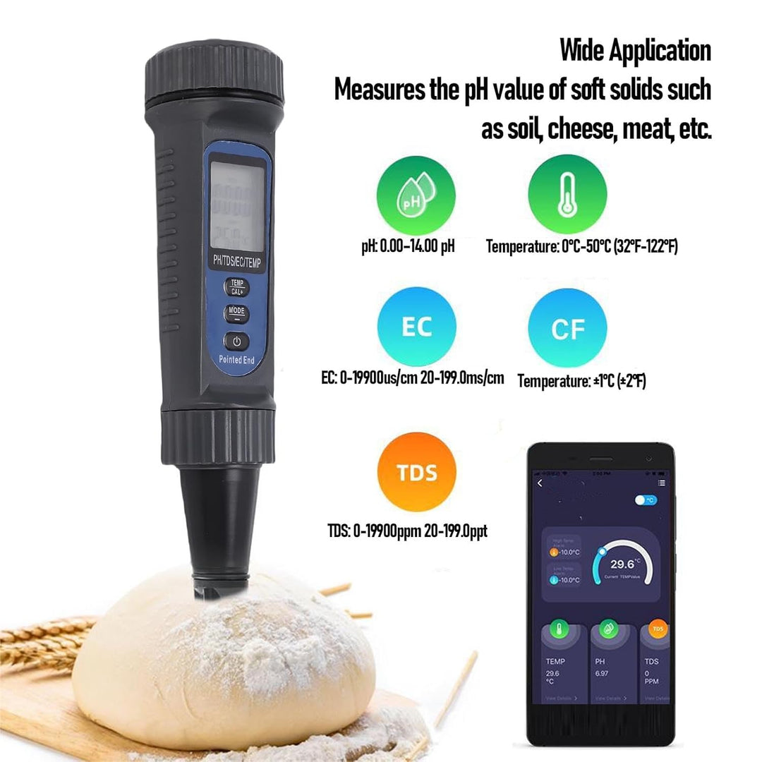 Cryfokt 4-in-1 Hochpräzises PH-Messgerät für Lebensmittel, Käse, Fleisch, PH-Tester, Ideal für Ferme