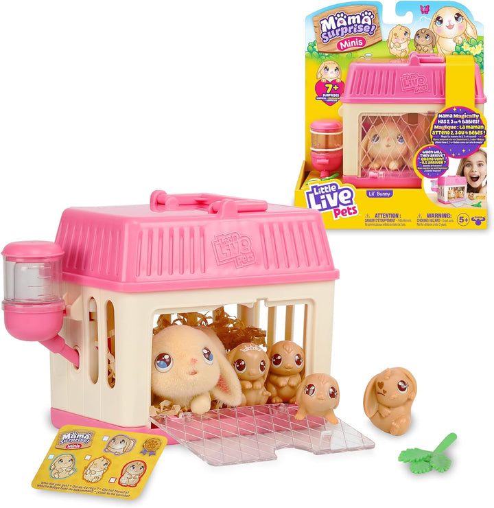 Little Live Pets - Mama Surprise Minis Bunny, Plüschhase mit Geräuschen und Bewegungen, die Babys, i