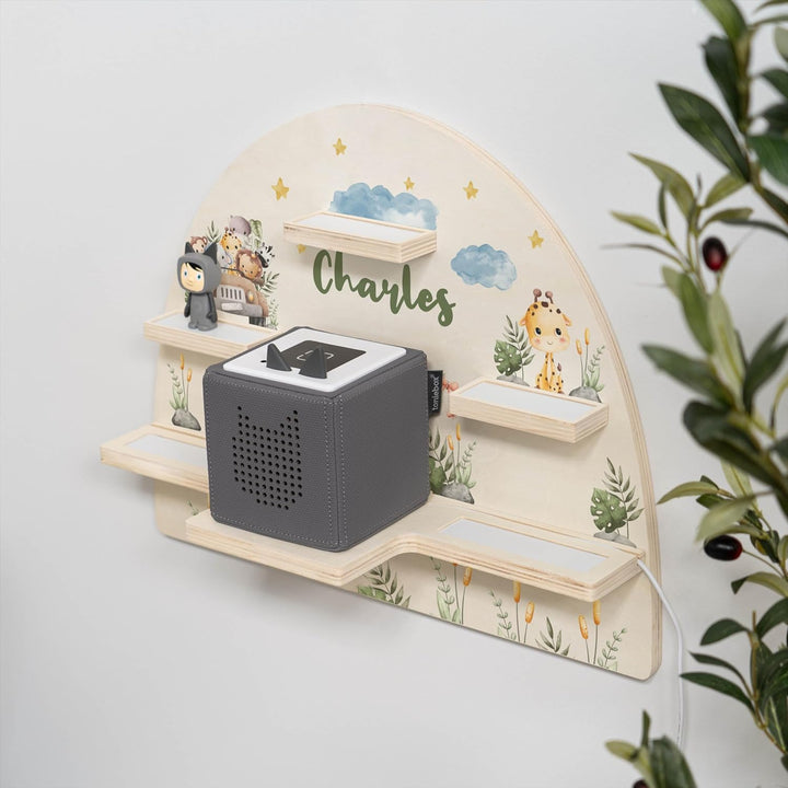 Geschenkfreude Personalisiertes Toniebox Regal für Kinderzimmer - Kinder Wandregal für Tonie Hörfigu