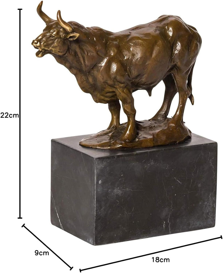 aubaho BRONZESKULPTUR STIER BULLE Bull Bronze MARMOR Figur SKULPTUR BRONZEFIGUR