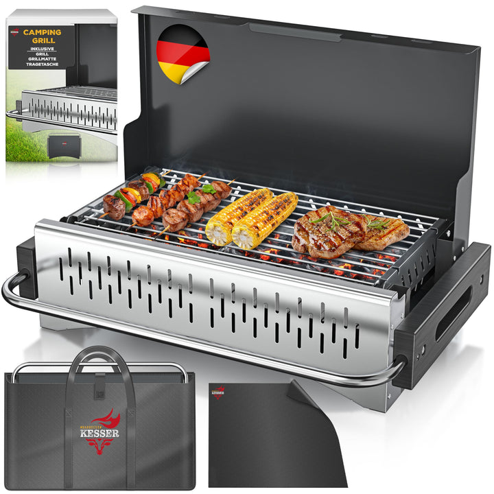 KESSER® Klappgrill tragbarer Camping Grill | Holzkohlegrill aus pulverbeschichtetem Stahl inklusive