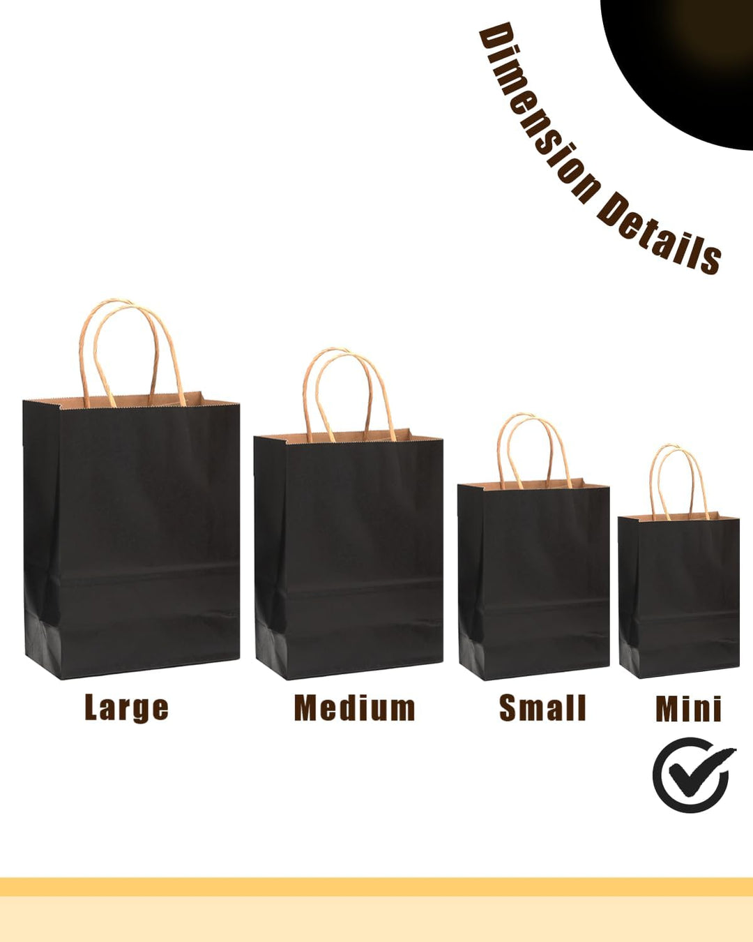 Gcardist 50 Stück Mini-Geschenktüten Schwarz-Geschenktüten aus Papier mit Henkeln–Tasche Partygesche