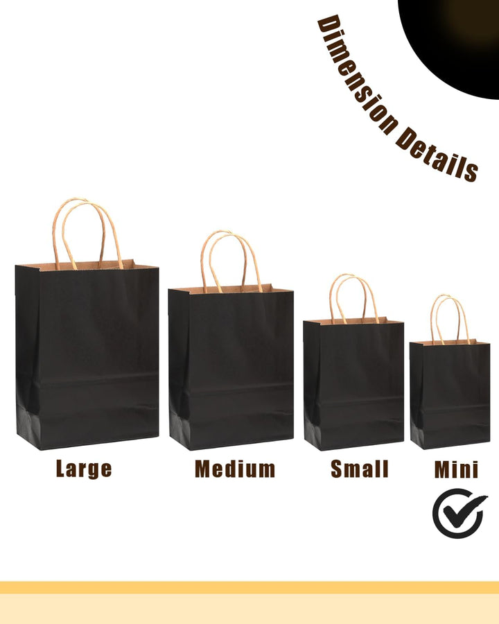 Gcardist 50 Stück Mini-Geschenktüten Schwarz-Geschenktüten aus Papier mit Henkeln–Tasche Partygesche