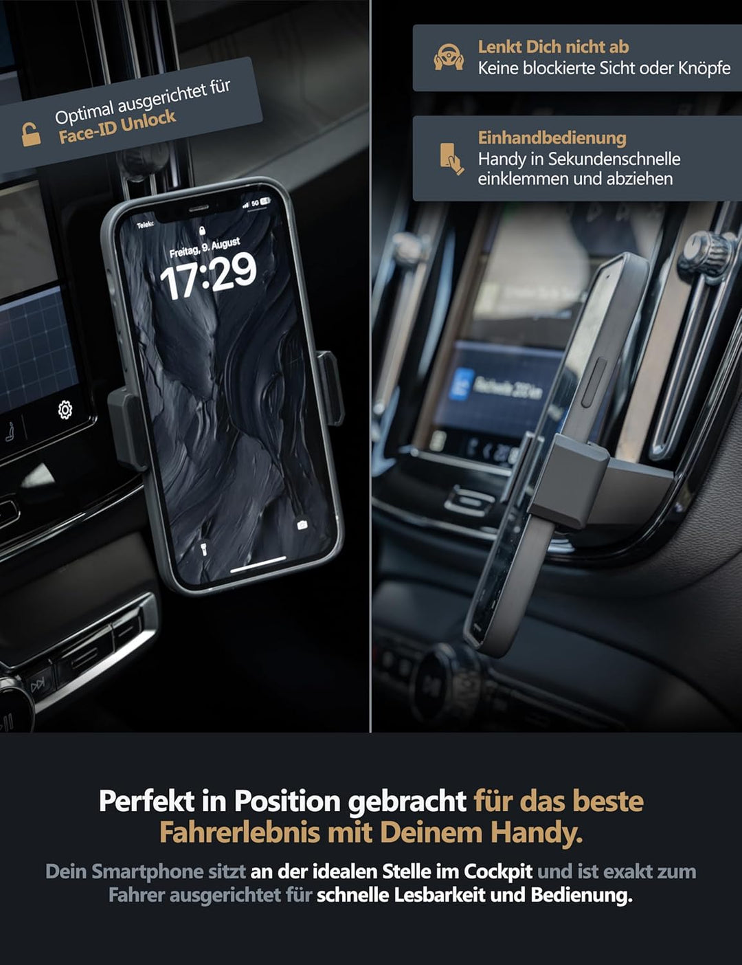 Premium Handyhalterung FÜR Volvo XC40 / EX40 – Der perfekte Handyhalter speziell für Dein Auto Model