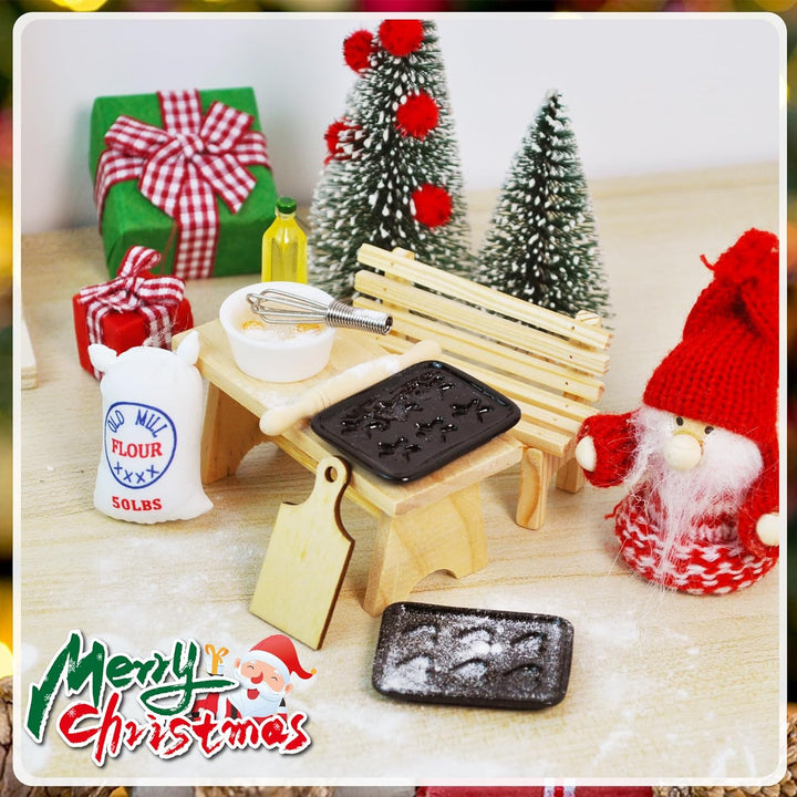 70 Stück Miniatur Wichtel Zubehör Weihnachten Set, Wichteltür Zubehör Komplettset Weihnachtswichtel