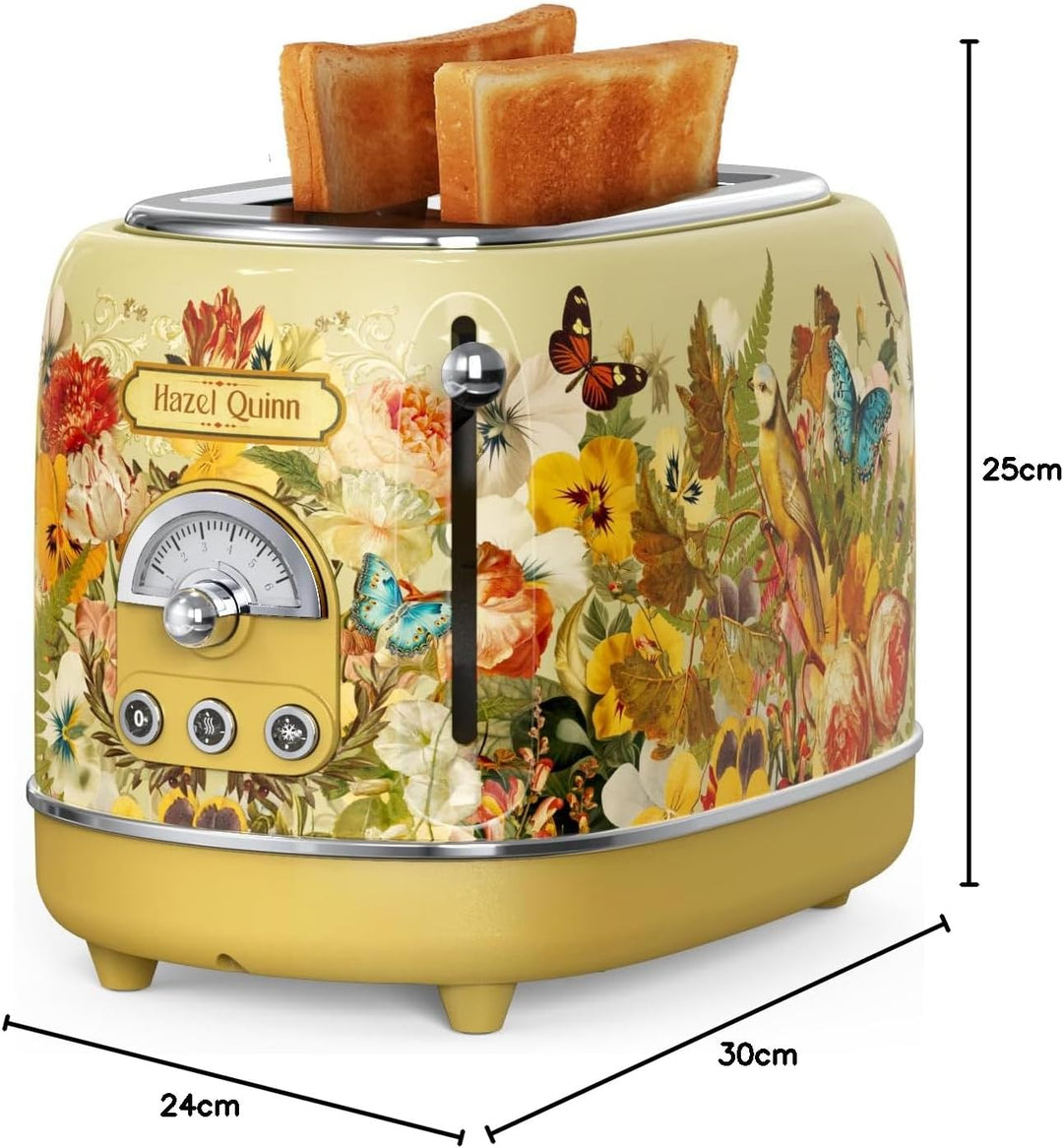 Hazel Quinn Retro 2 Scheiben Toaster, Vintage Toaster, Auftau Aufwärm Abbruchfunktion, Edelstahl, 81