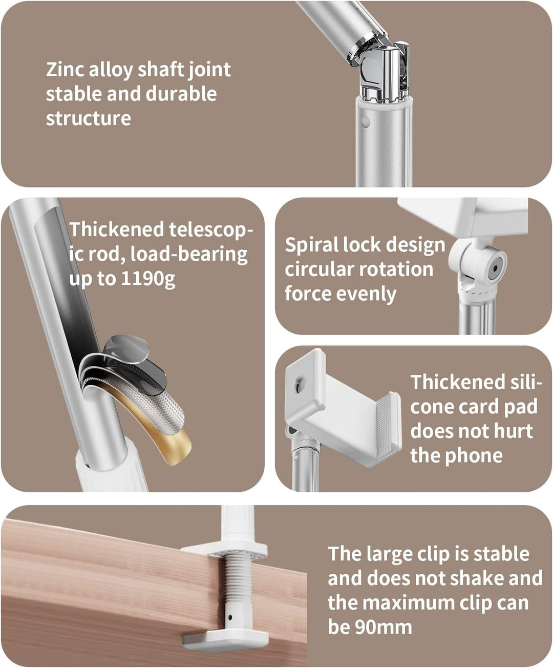 yAyusi Overhead Stativ Handy mit Ringlicht, LED Ringlicht mit Stativ Handy, Batteriebetriebenes Dimm