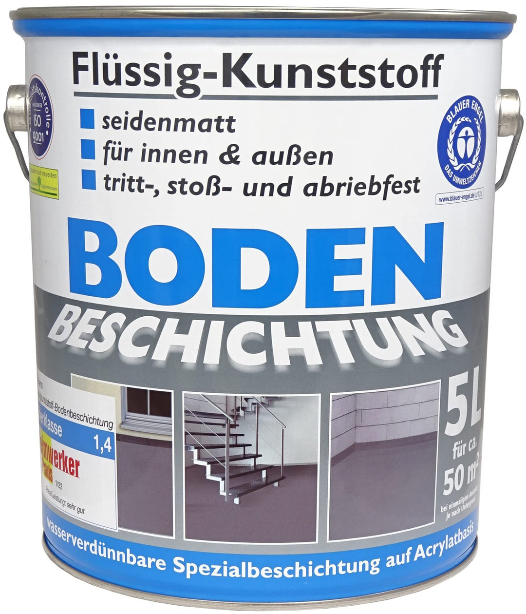 Wilckens Flüssig-Kunststoff Bodenbeschichtung LF, 5 l, RAL 7001 Silbergrau 5 litres silber, 5 litres