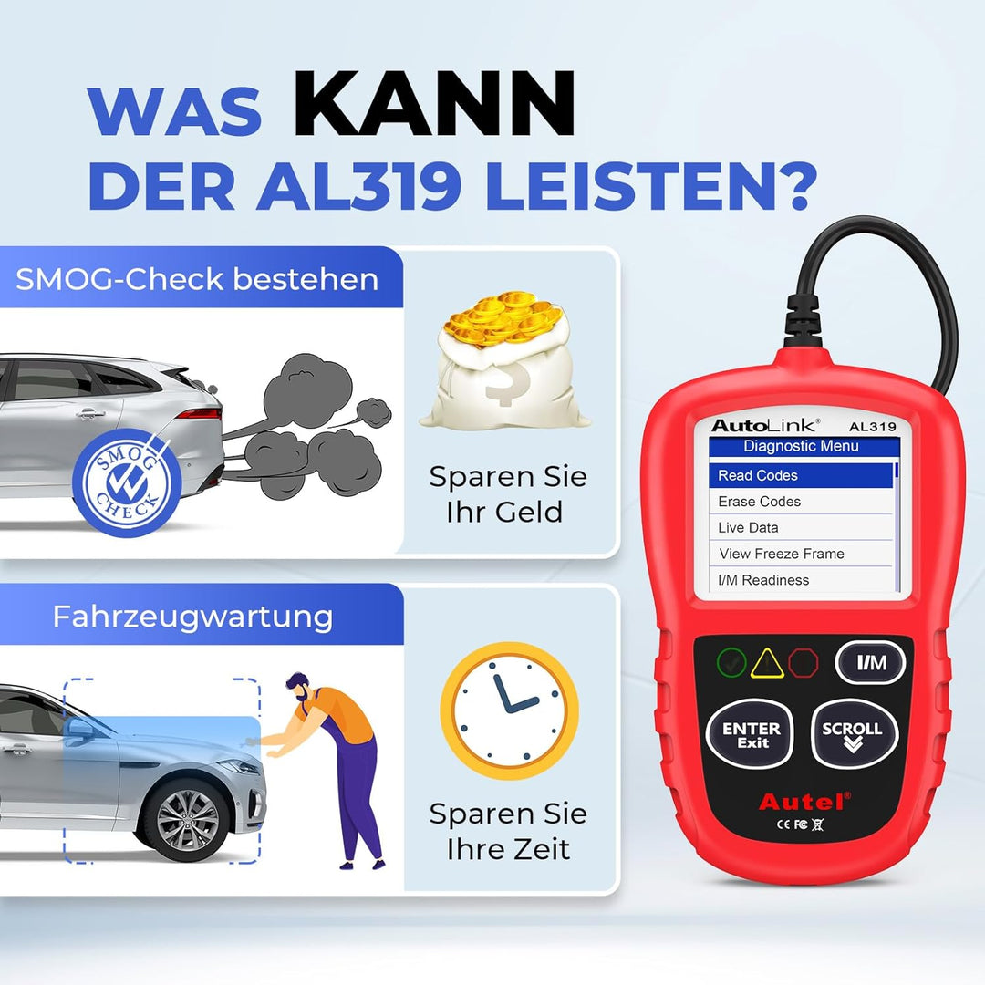 AL319 obd2 Diagnosegerät für alle Fahrzeuge,Fehlercode für obd2 Diesel und Benzin Fahrzeuge,MIL ausc