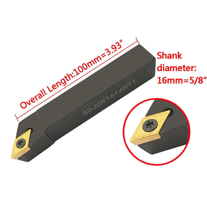 1,6 cm Bohrstange SDJCR1616H11 + SDJCL1616H11 Drehmaschine Aussendrehwerkzeughalter mit 10 Stück DCM